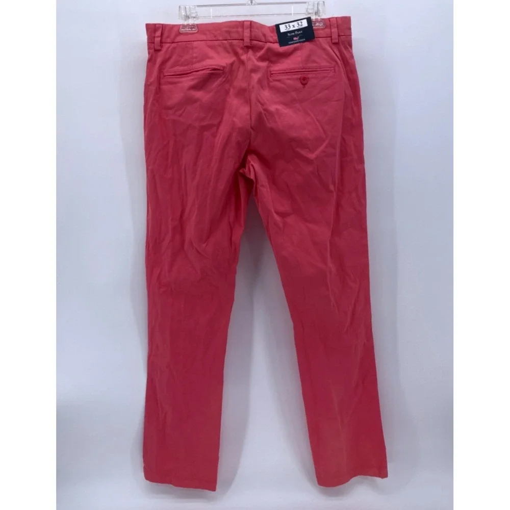 Vineyard Vines Slim Fit Pant Mens 33x32 Lobster Reef Pink Chino 1P1290 NEW